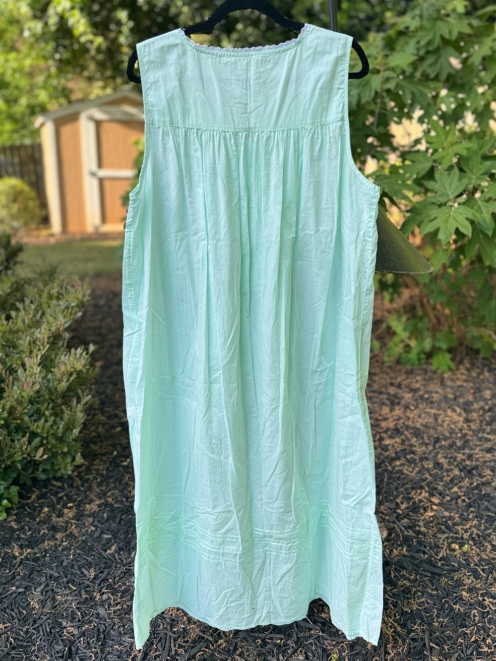 Eileen West Mint Green Cotton Nightgown Sleeveless Lace Trim Dress - Picture 4 of 7